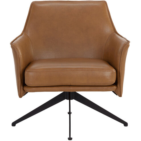 Crosby Missouri Cognac Leather Swivel Lounge Chair, Swivel